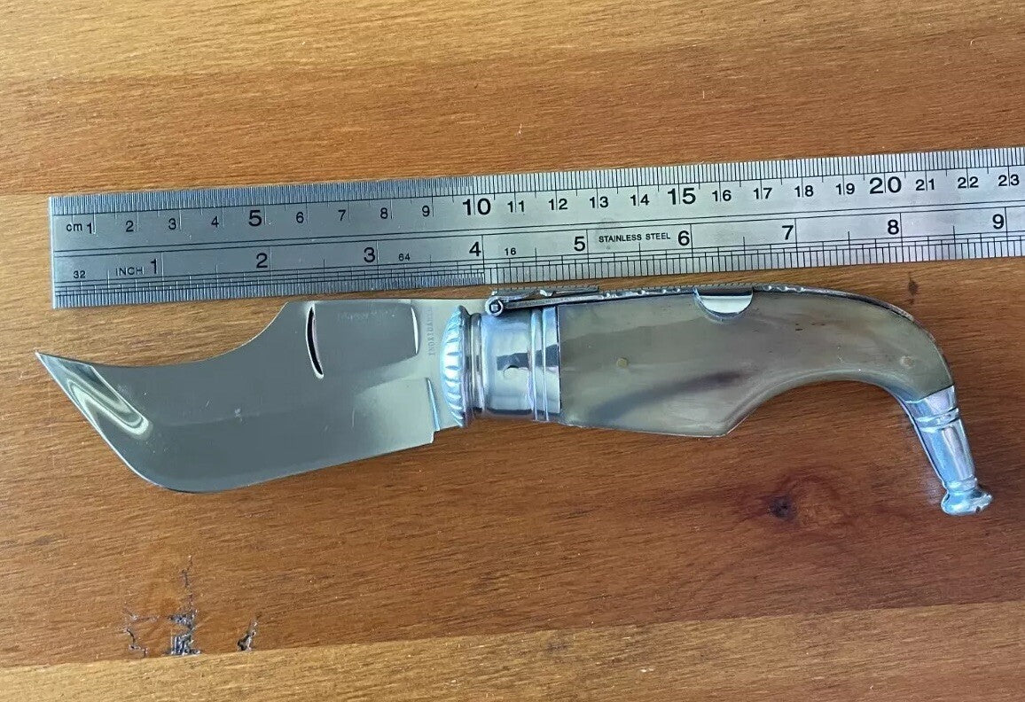 3.5" Spanish Navaja Pocket Knife Bull Horn Scales Handmade Unique - USA Seller