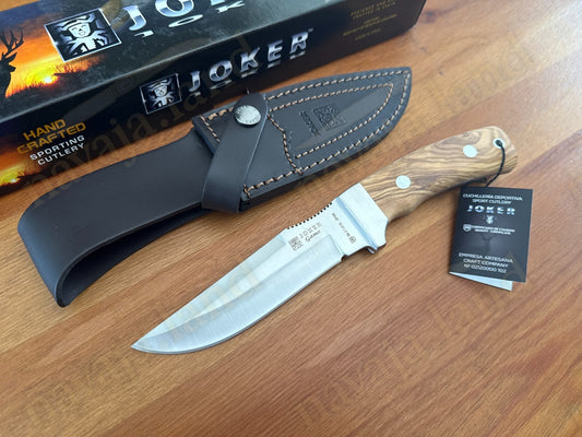 Joker Gamo Fixed Blade Hunting Knife 5.12" Mova 1.4116 Steel Olive Wood Handle