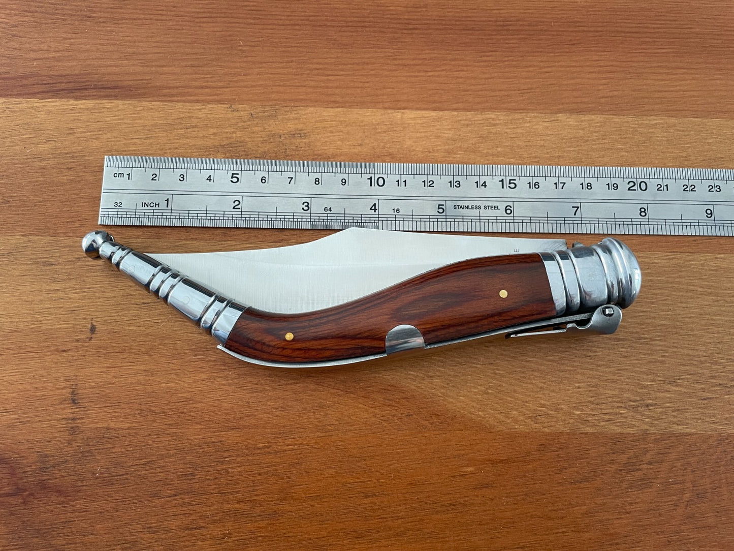 5.5” Navaja Sevillana Style Pocket Knife Red Wood Scales from Spain - US Seller