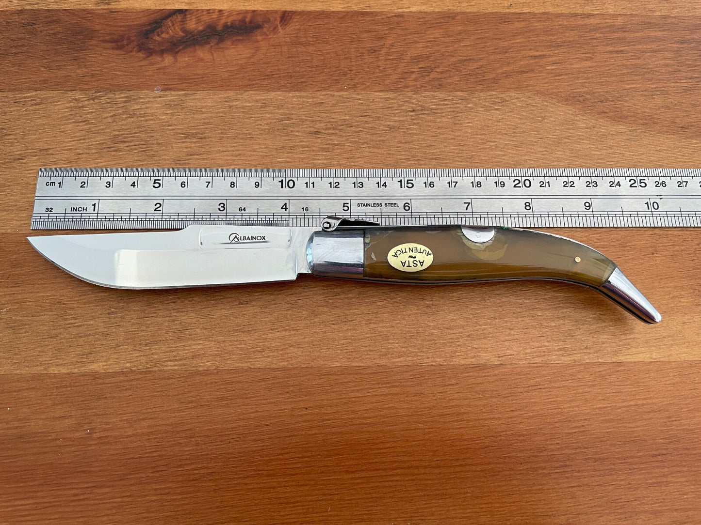4.3" Spanish Navaja Teja Pocket Knife Real Bull Horn Scales - USA Seller