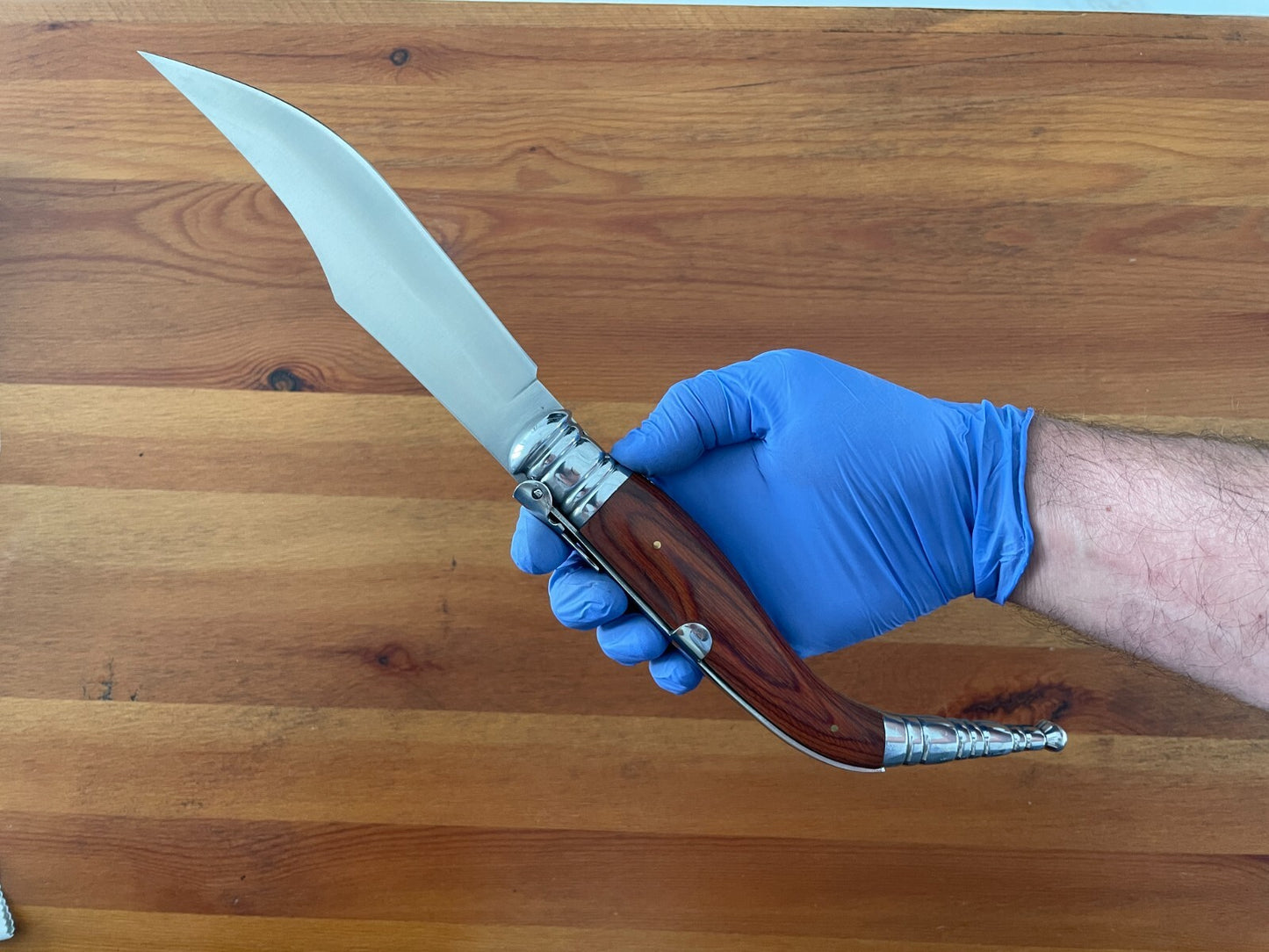 6.5” Navaja Sevillana Style Folding Knife Red Wood Scales From Spain - US Seller