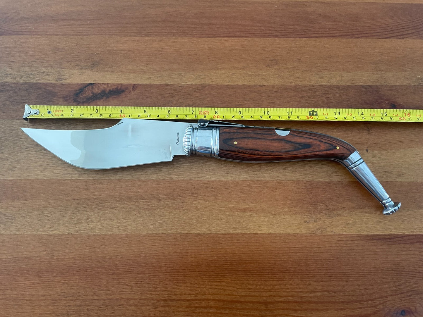6.5” Spanish Navaja Jerezana Folding Knife Red Stamina Wood Scales With Ratchet