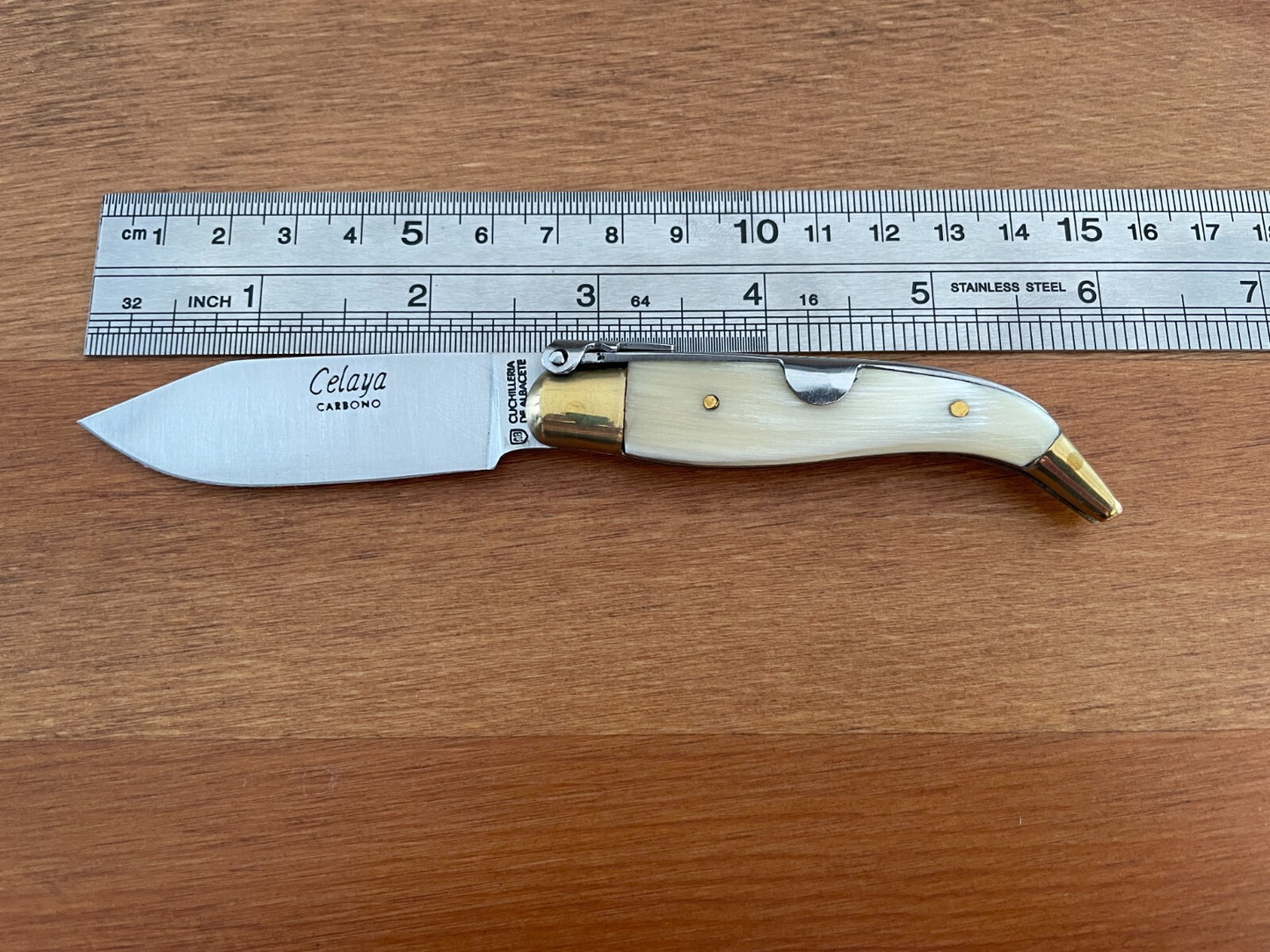 2.5” Celaya Spanish Navaja Teja Albacete Pocket Knife Bullhorn Scales
