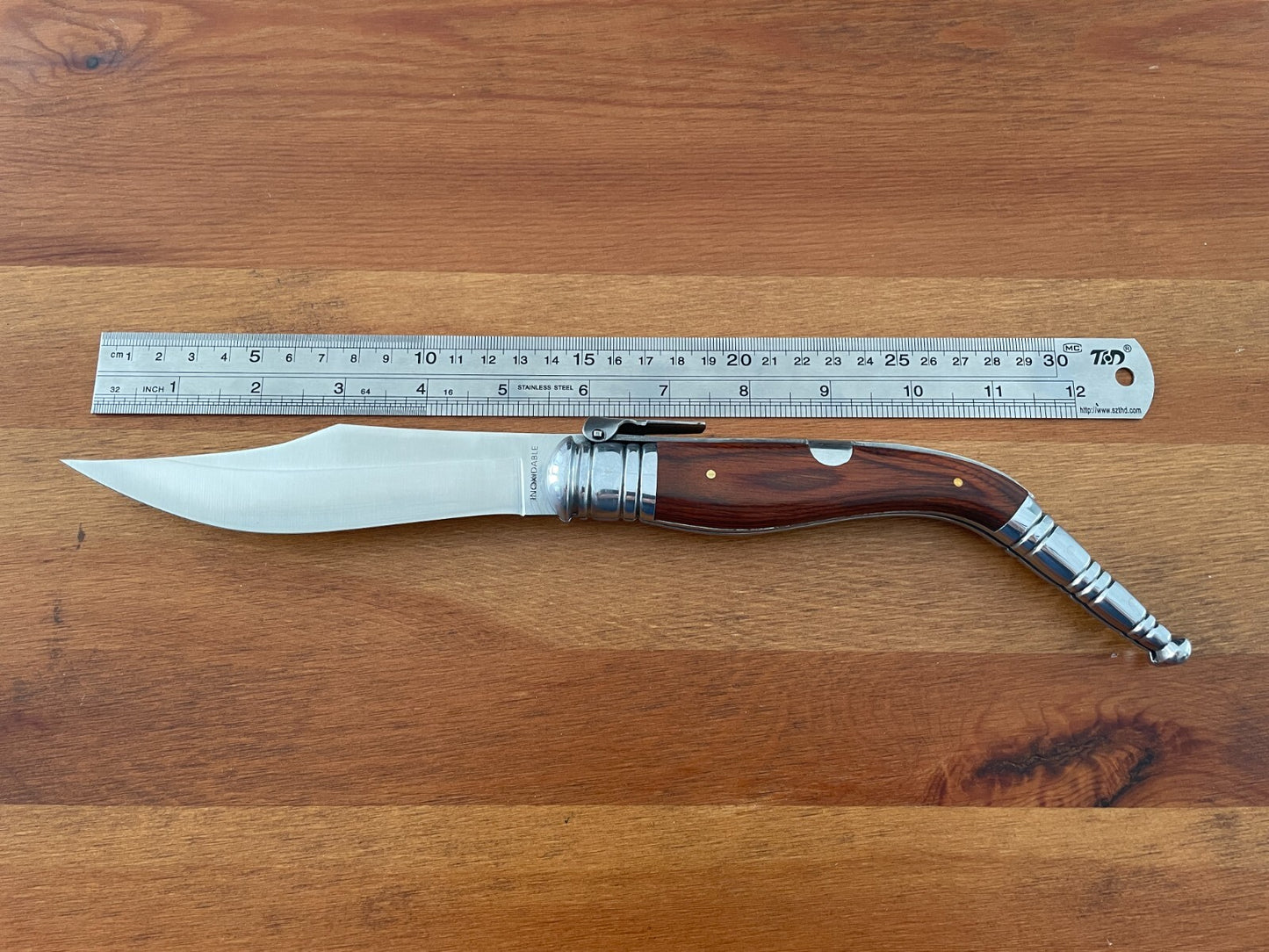 5.5” Navaja Sevillana Style Pocket Knife Red Wood Scales from Spain - US Seller