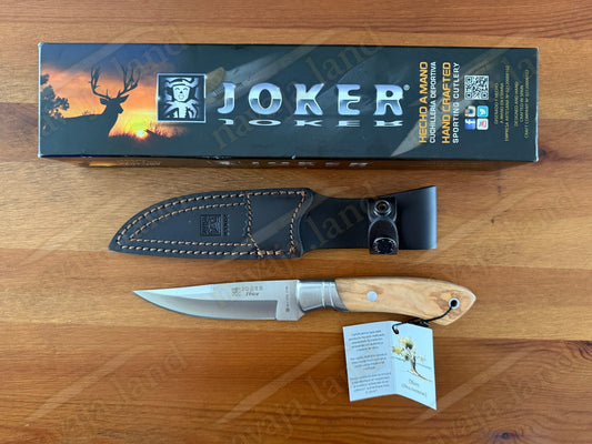 Joker Ibice Hunting Knife 4.72” MOVA Blade | Olive Wood Handle | Leather Sheath