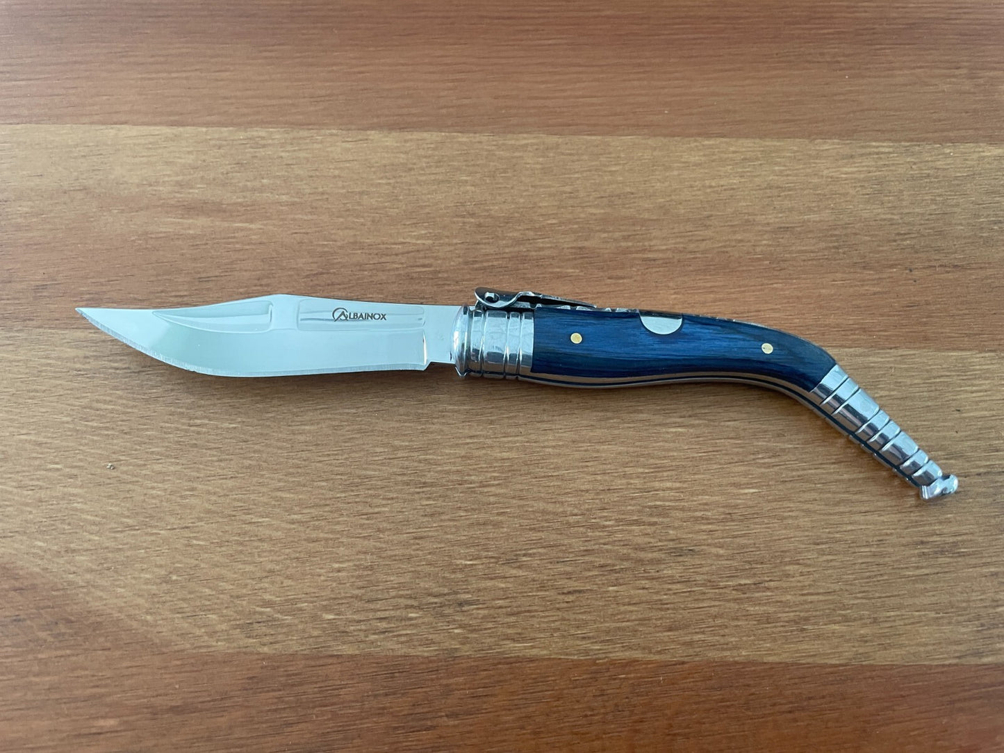 3.15" Blade Spanish Navaja Sevillana Pocket Knife Blue Wood Scales / Ratchet