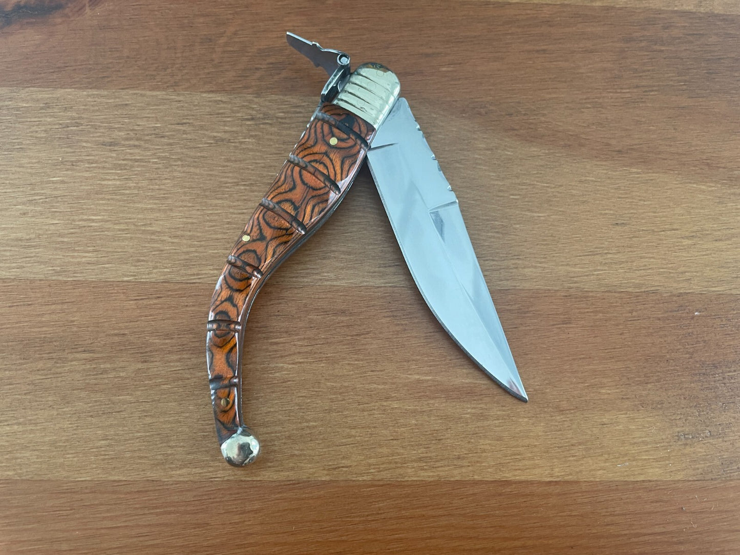 3.66" Luxury Navaja Pocket Knife Red Stamina / Alpaca Beautiful Handle Design