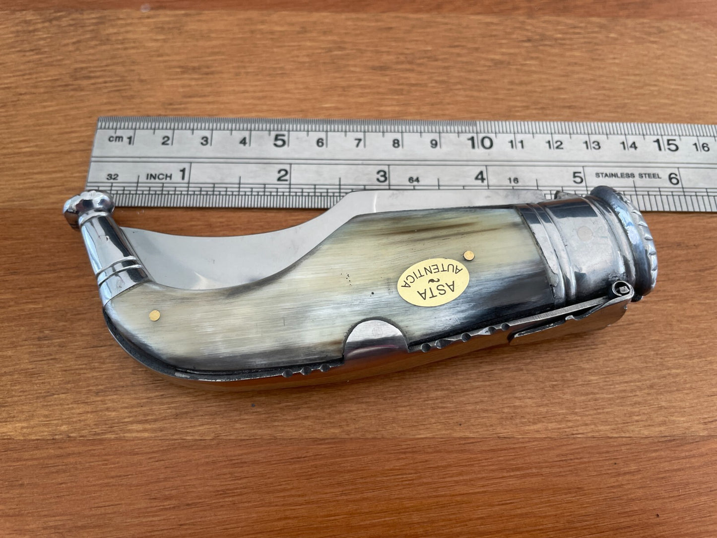 3.5" Spanish Navaja Pocket Knife Capaora Real Bull Horn Scales - US Seller