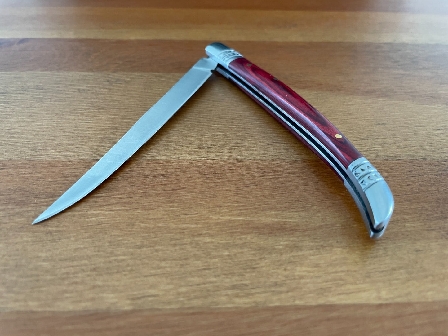 4.1" Estilete Spanish Navaja Folding Pocket Knife Red Stamina Wood Handle