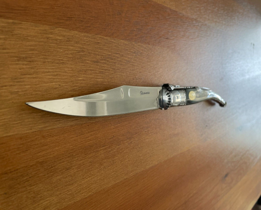 5” Spanish Navaja Serrana Folding Pocket Knife Real Bullhorn Handle US Seller