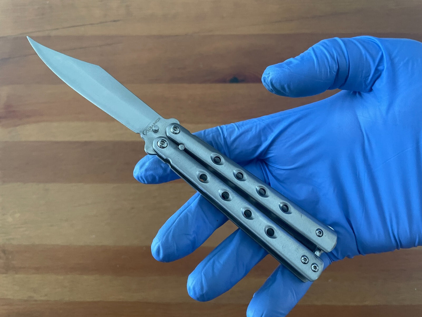 3.5" Stainless Steel Satin Blade Folding Pocket Knife Steel Handle with Holes
