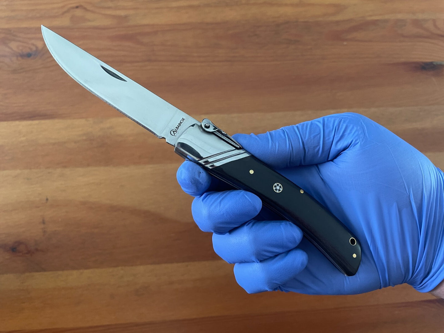 3.54" Spanish Navaja Pocket Knife Black Wood Scales With Ratchet & Billet Lock