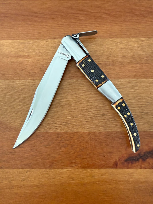 5.4" Blade Arabian Style Ratchet Navaja Folding Knife Staghorn Imitation Spanish