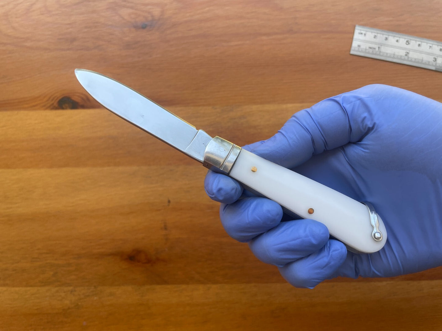 3" Pocket Knife Needle Point White ABS Handle Sailor / Marinera Navaja Spain