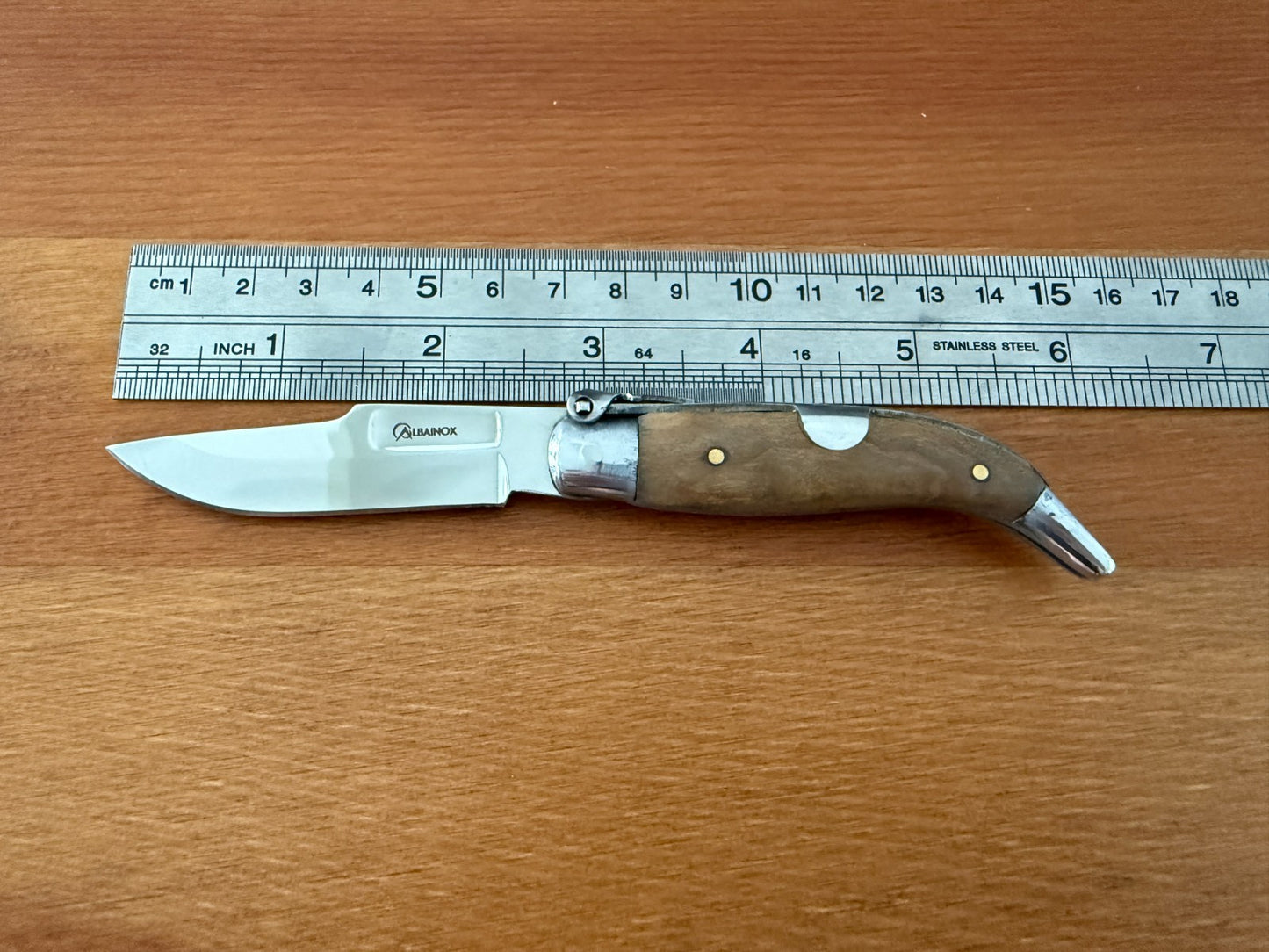 2.8" Steel Spanish Navaja Teja Albacete Folding Pocket Knife Olive Wood Scales