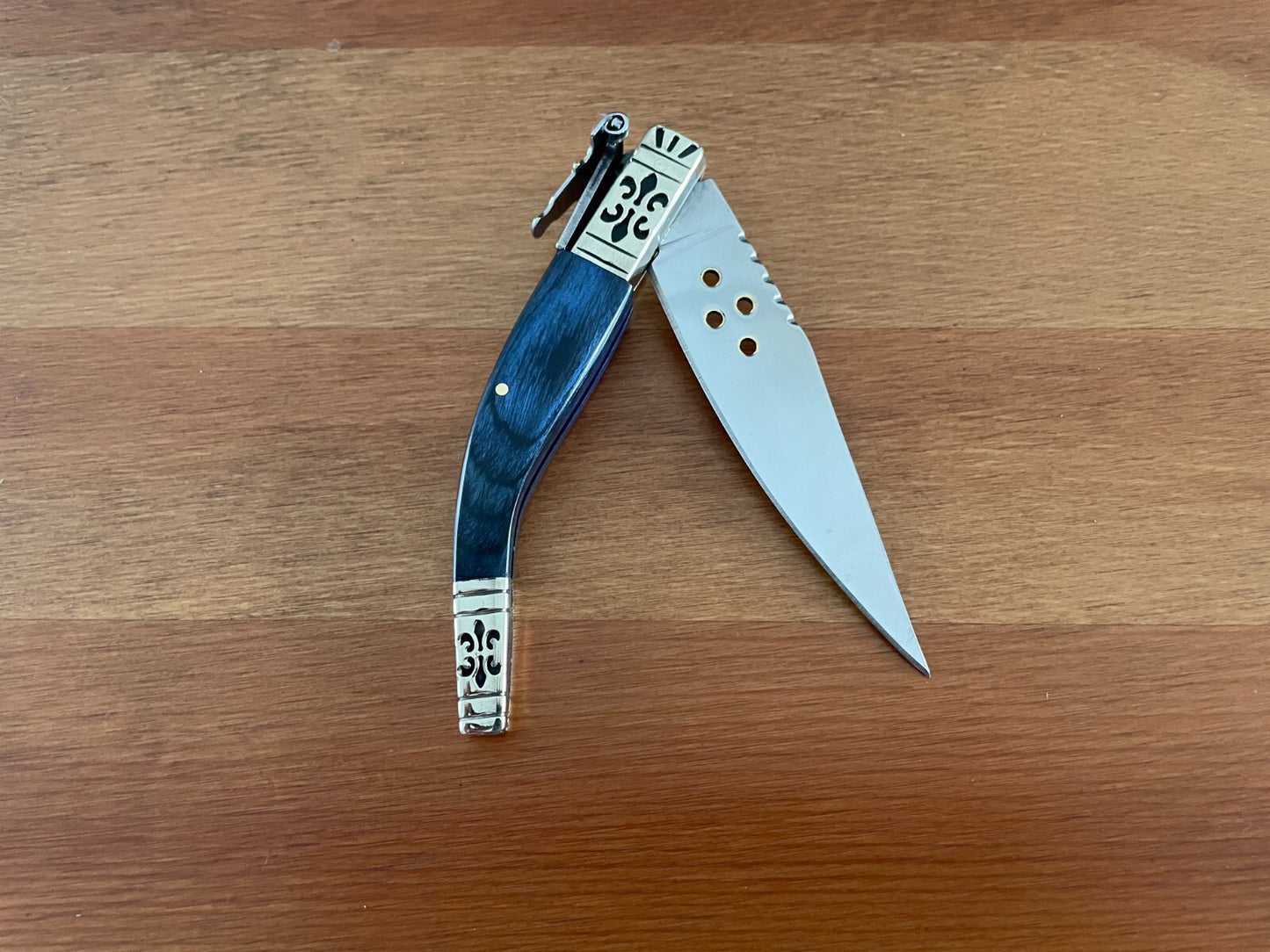 3.5" Luxury Navaja Pocket Knife Blue Stamina/Alpaca Handle Imported from Spain