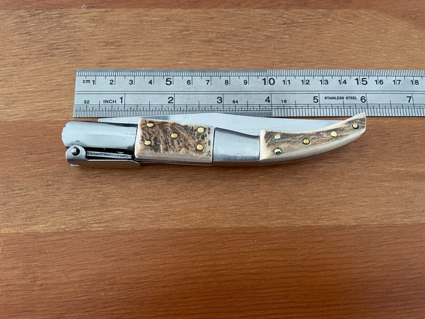 4.6" Arabian Folding Pocket Knife Real Deer Antler Scales From Spain - US Seller