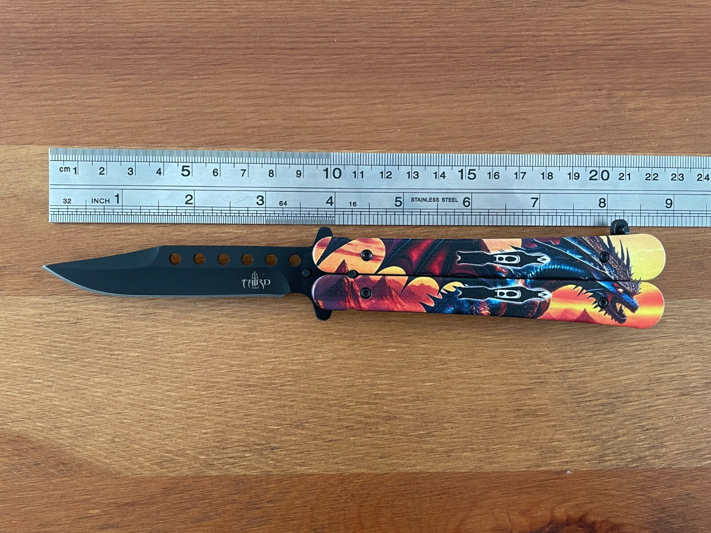 3.6" 420 Steel Black Finish Folding Pocket Knife Dragon Handle 3D Printed