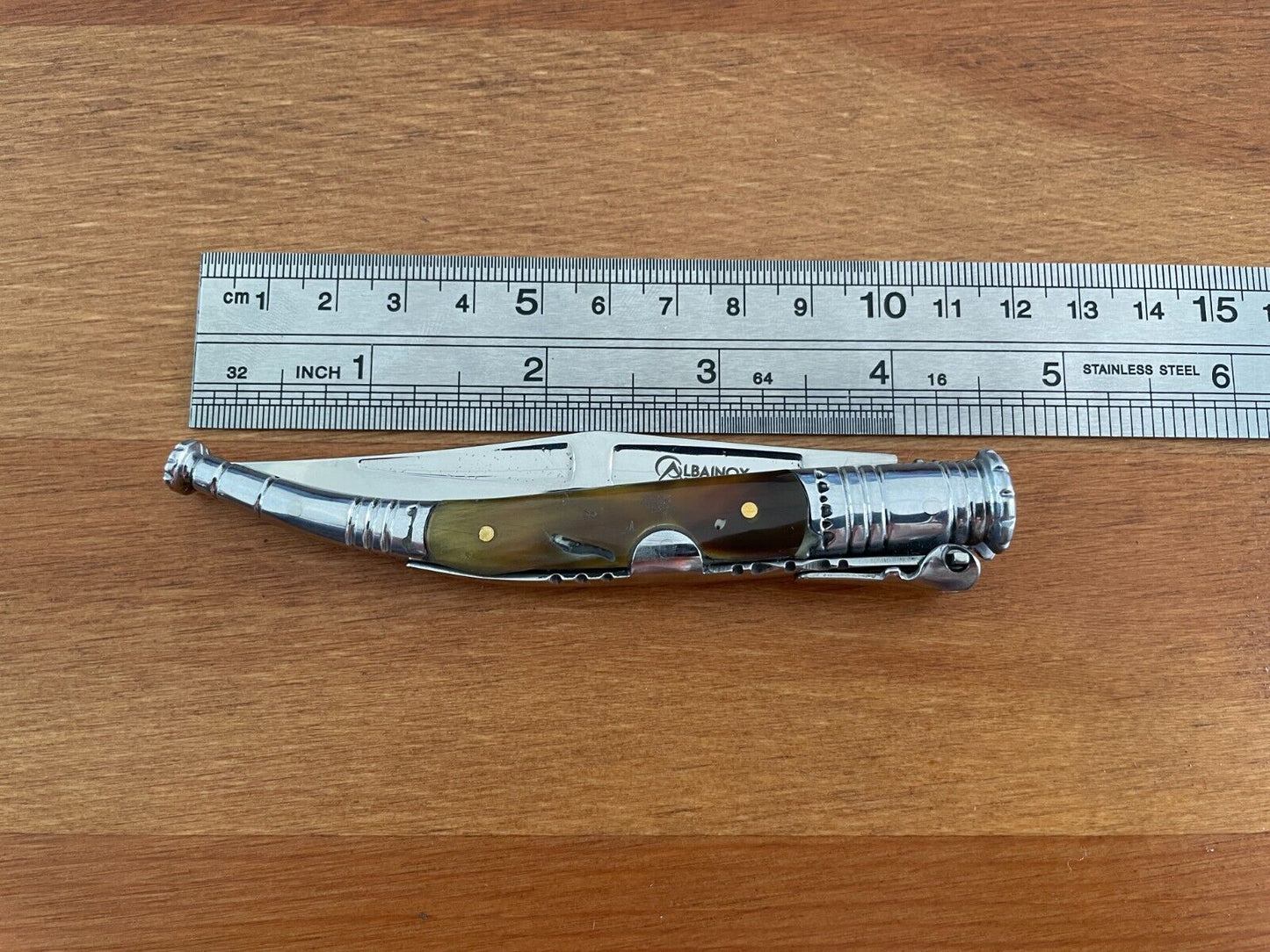 3.34” Spanish Navaja Serrana Folding Pocket Knife Bullhorn Handle - US Seller
