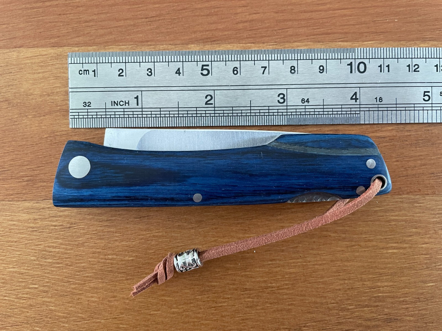 3.15" Stainless Steel Spanish Navaja Pocket Knife Blue Stamina Wood Scales