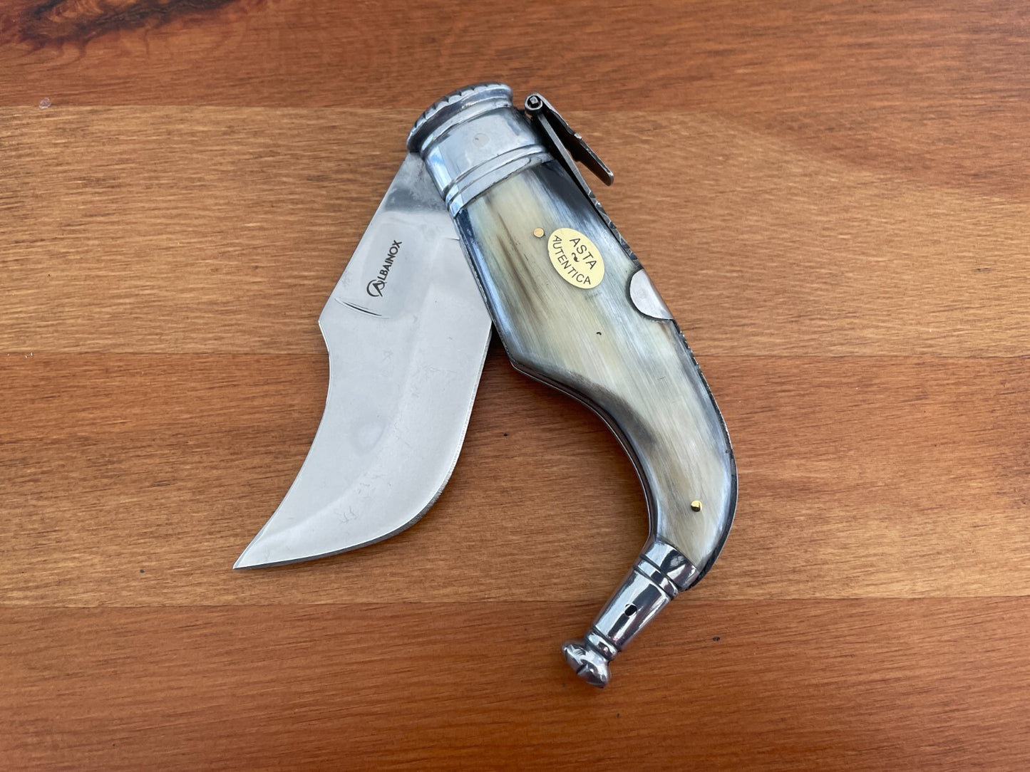 3.5" Spanish Navaja Pocket Knife Capaora Real Bull Horn Scales - US Seller