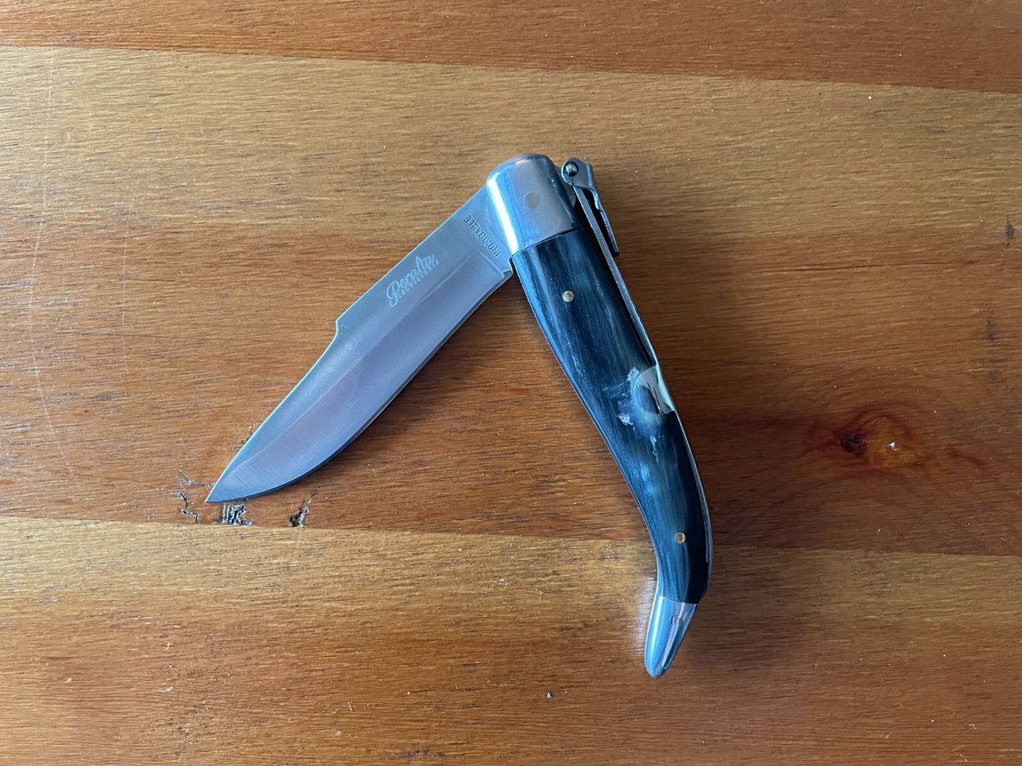 3.5" Spanish Navaja Pocket Knife Bull Horn Scales Handcrafted - USA Seller