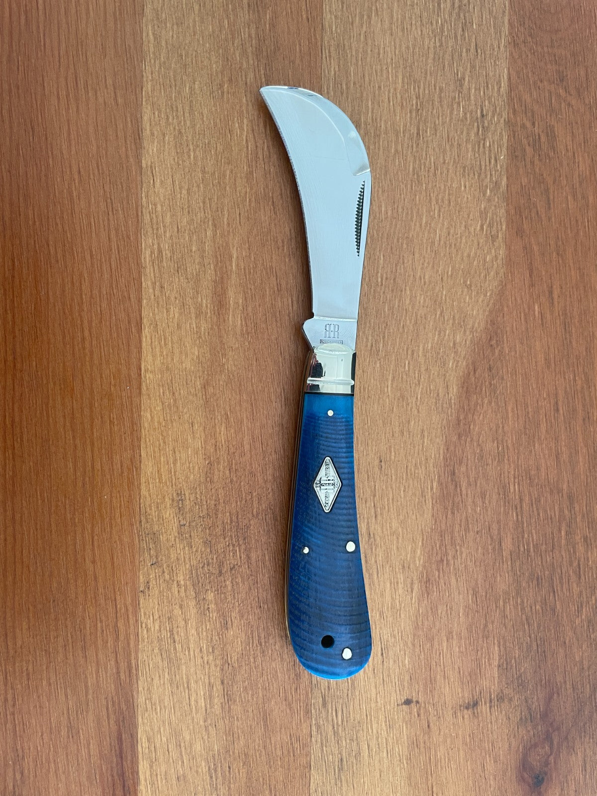Rough Ryder Black and Blue Hawkbill Blade Folding Pocket Knife RR2121