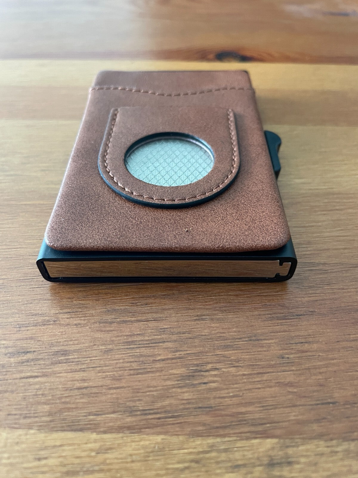 Pop Up Airtag Wallet Leather Card Holder Aluminum One Ring to Rule Them All
