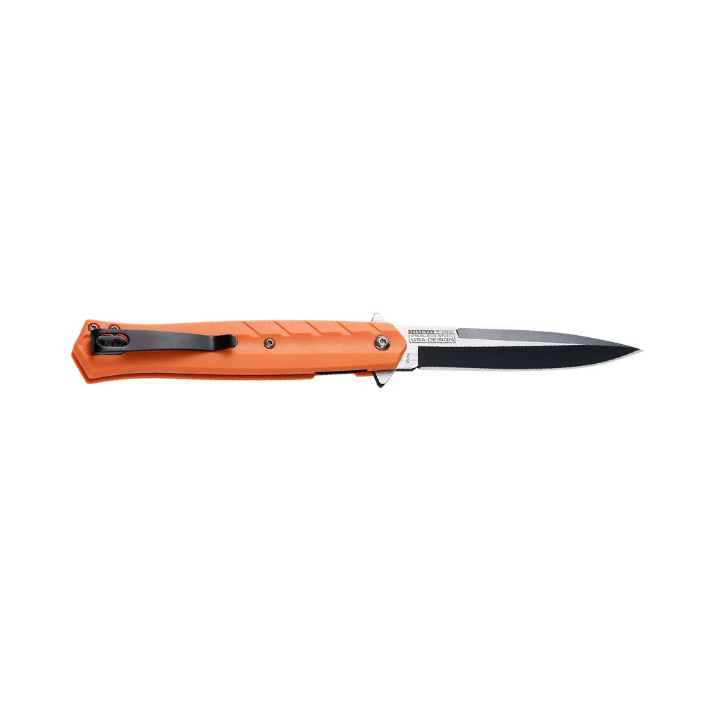 Tac-Force Spring Assisted Knife 3.68" Two-Tone Stainless Spear Blade ORANGE