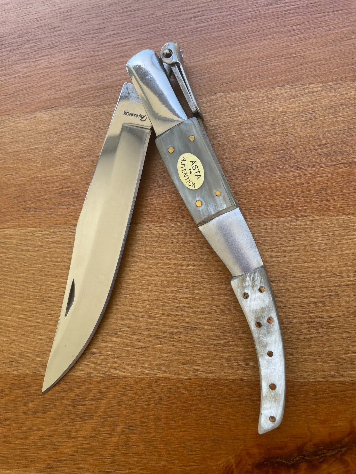 5.11" Arabian Style Navaja Folding Knife Bull Horn Scales w/ Ratchet From Spain