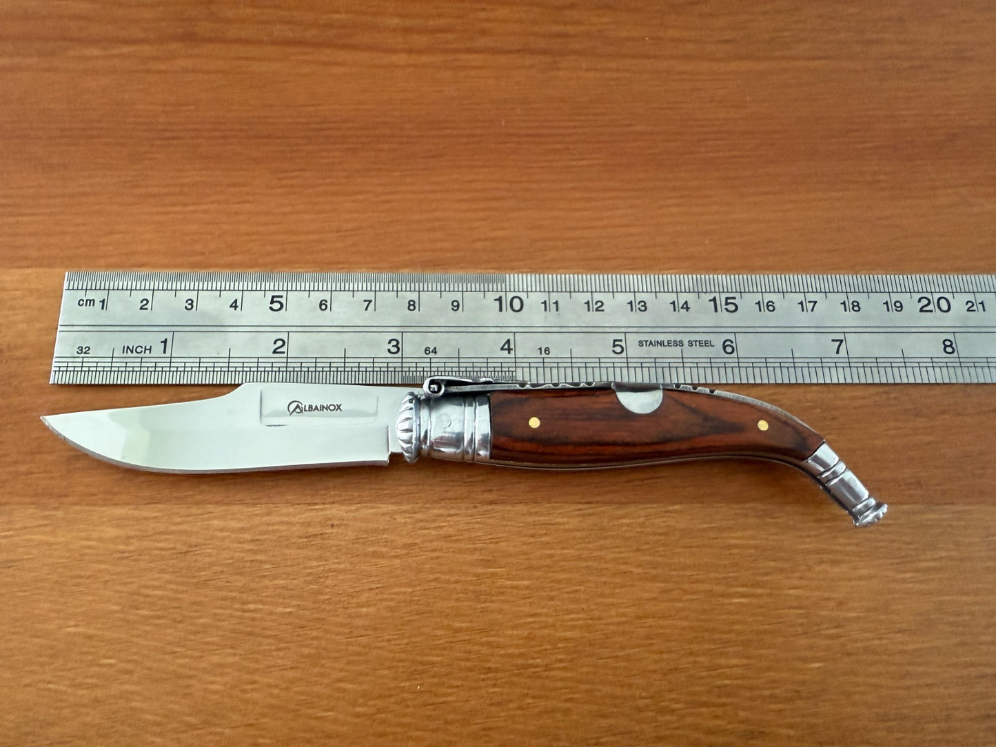 2.95” Spanish Navaja Teja Albacete Pocket Knife Red Stamina Wood Scales Spain
