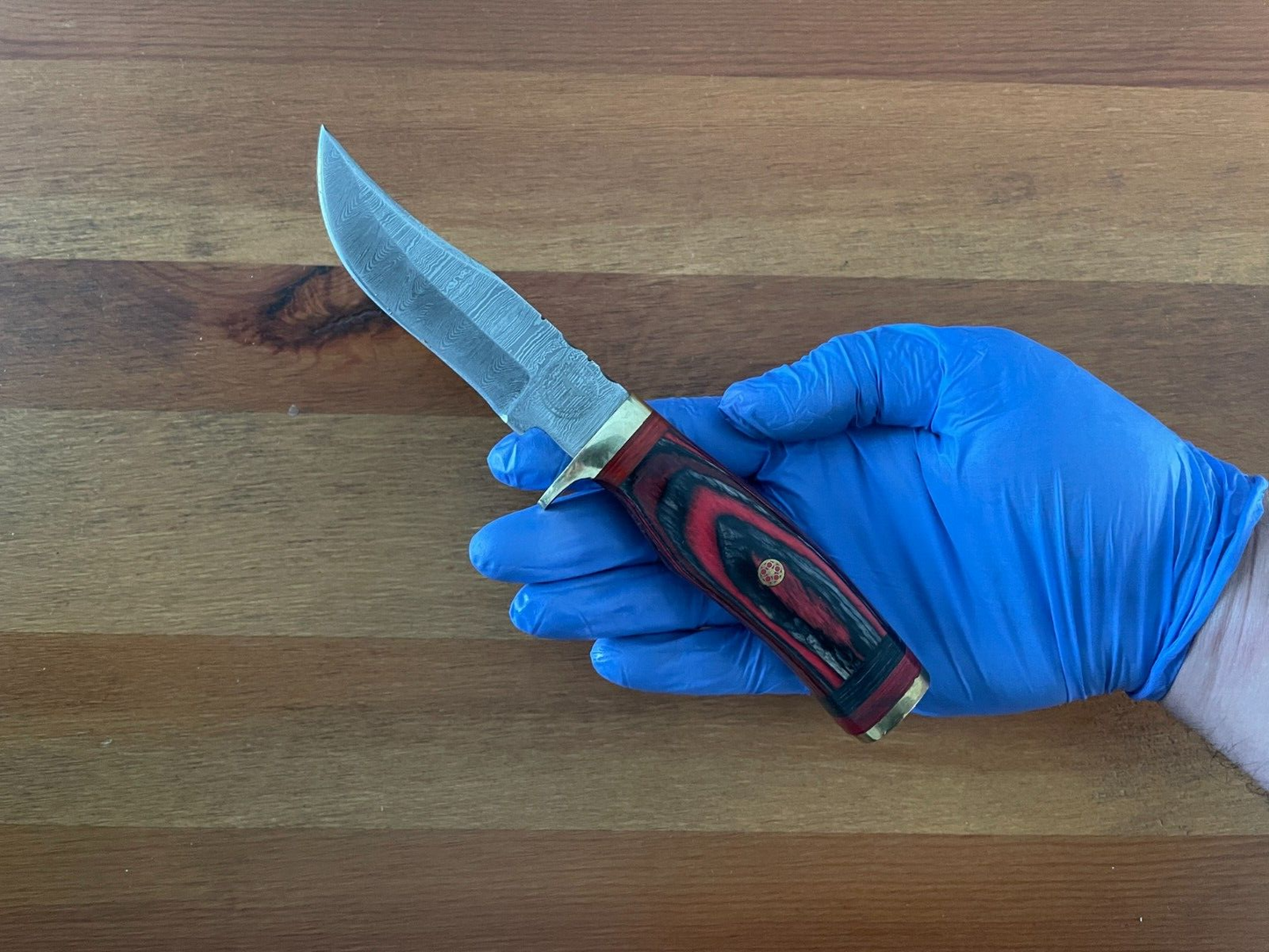 3.8 in. Handmade Damascus Steel Skinner Knife Leather Sheath Included