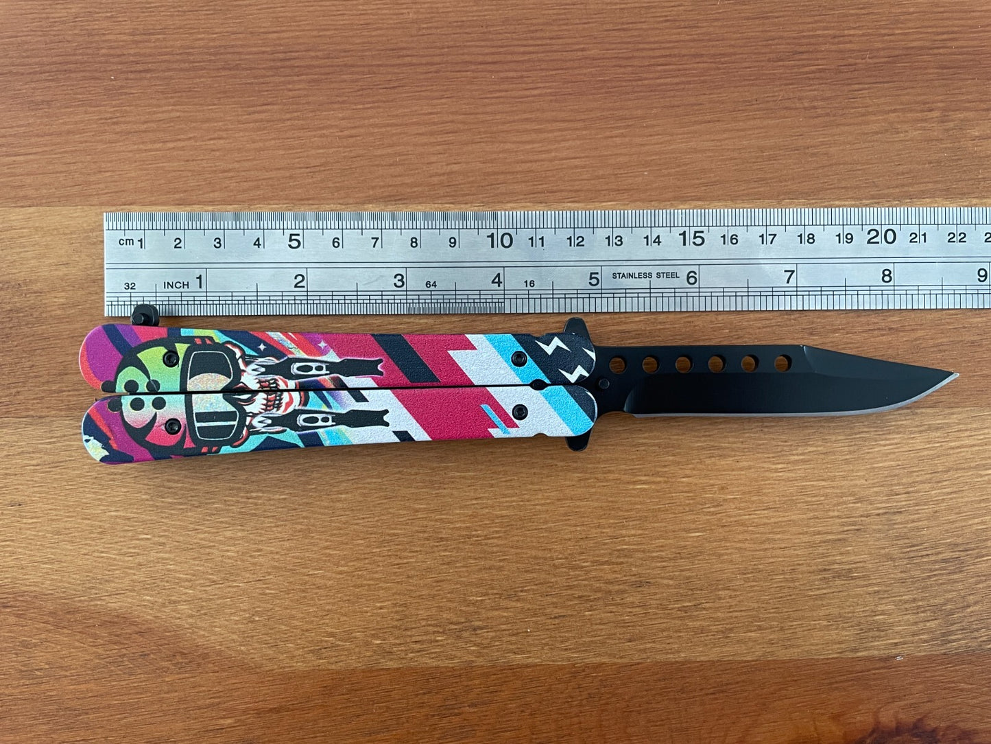 3.6" 420 Steel Black Finish Folding Pocket Knife Skull Handle 3D Printed