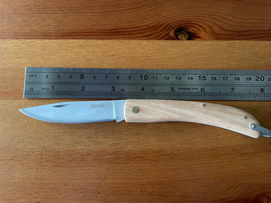 3.14" Campaign Piston Navaja Pocket Knife Light Wood and Ring from Spain