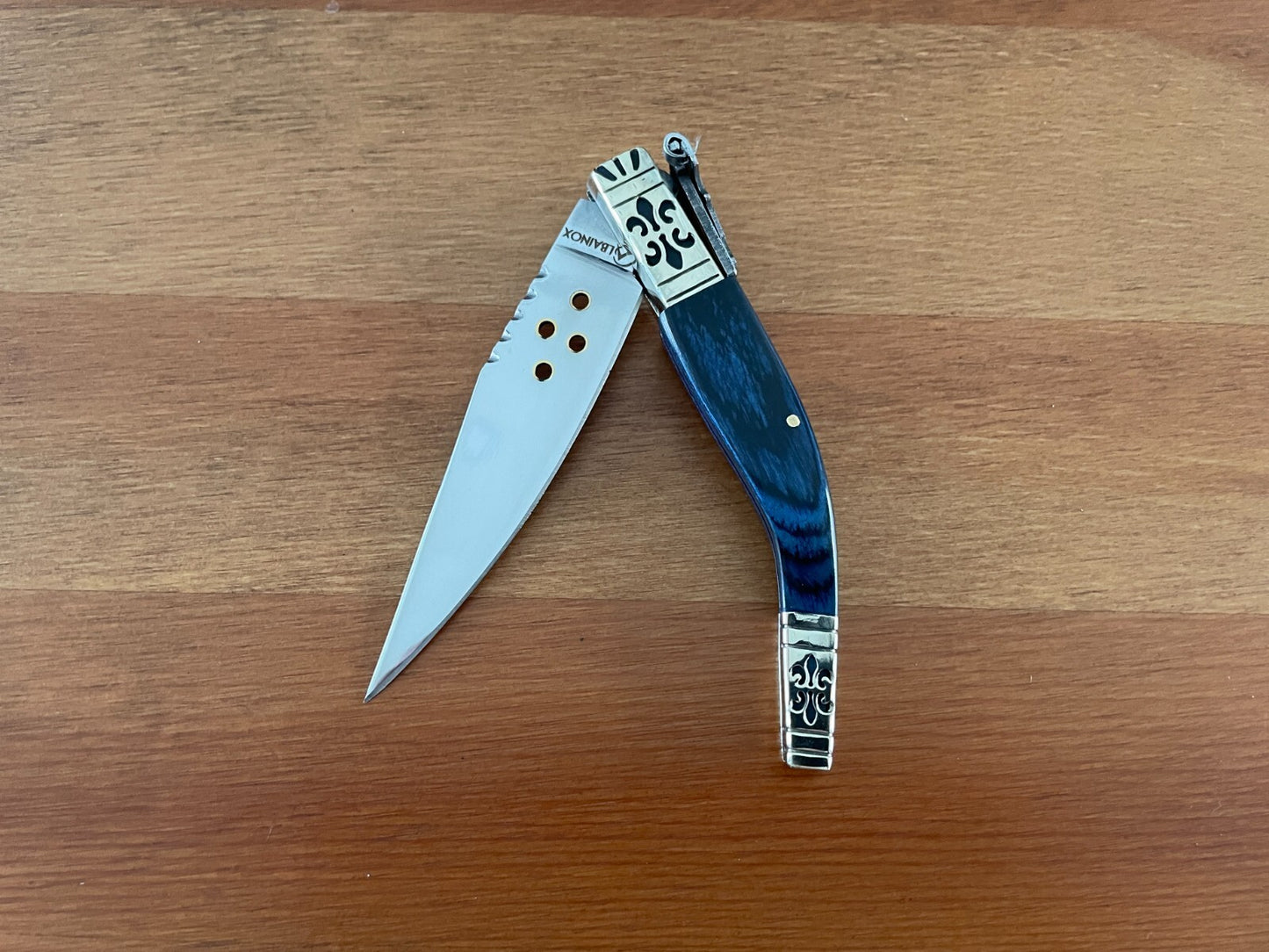 3.5" Luxury Navaja Pocket Knife Blue Stamina/Alpaca Handle Imported from Spain