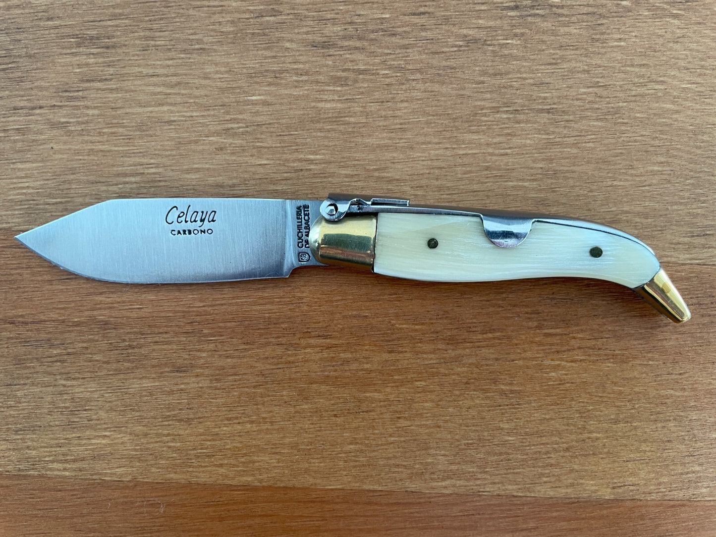 2.5” Celaya Spanish Navaja Teja Albacete Pocket Knife Bullhorn Scales