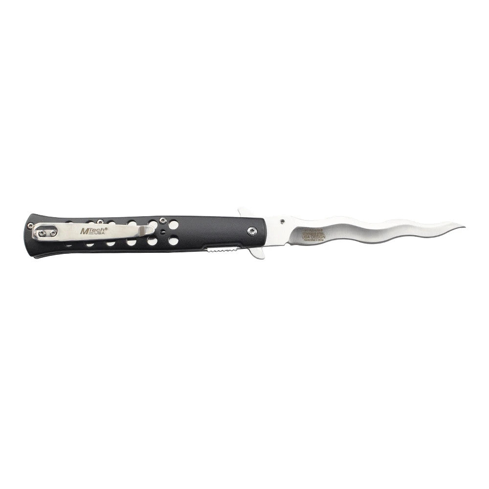 MTech 4" Steel Blade Spring Assisted Pocket Knife Anodized Aluminum Handle Black