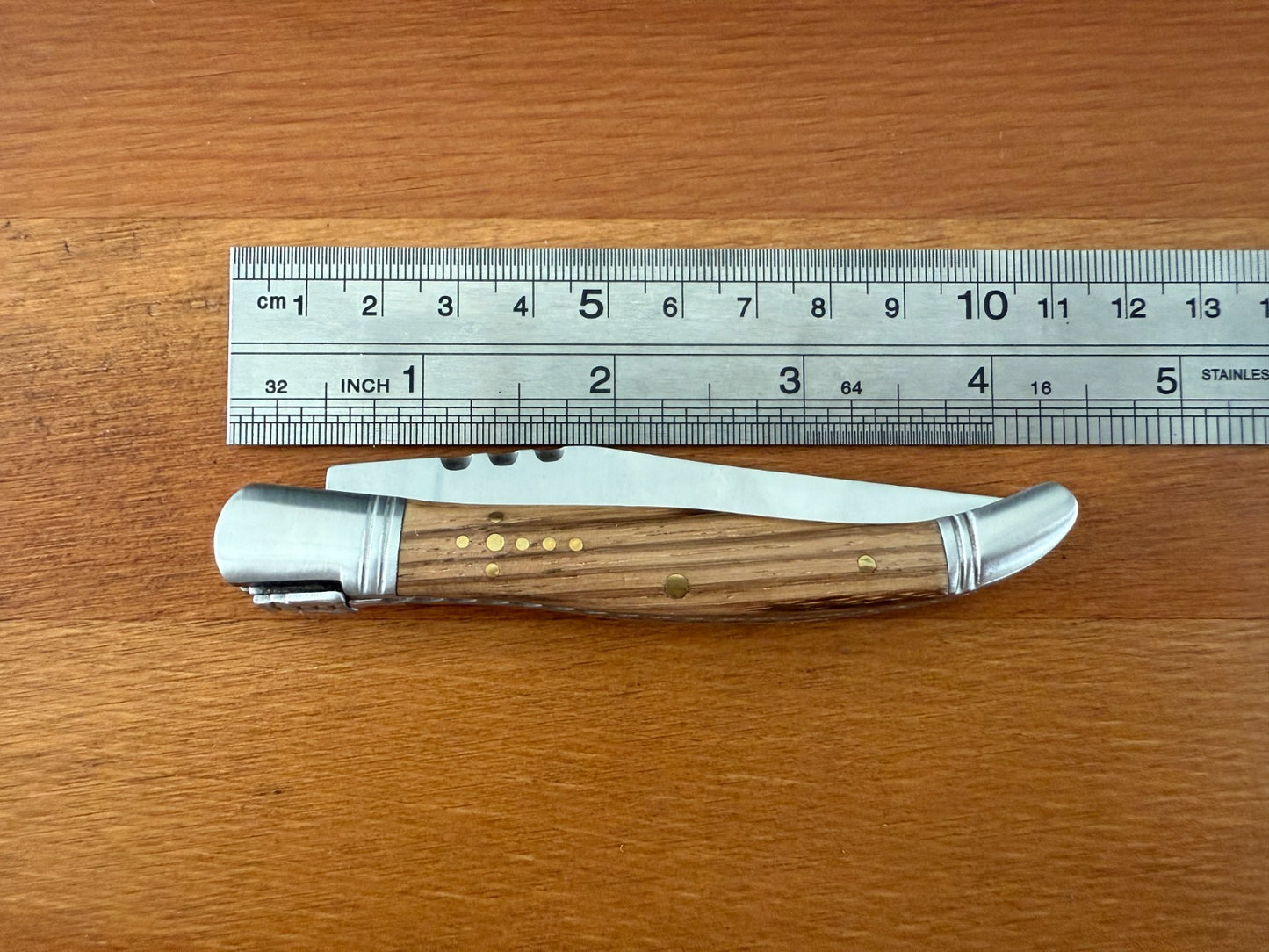 3.34” Stainless Steel Blade Navaja Laguiole Inox Pocket Knife Olive Wood Scales
