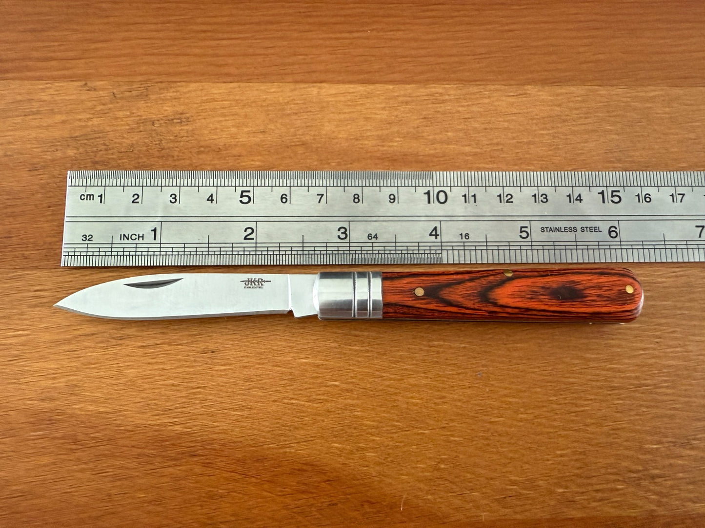 2.75" Spanish Navaja Albacete Classic Pocket Red Stamina Wood Scales Slipjoint