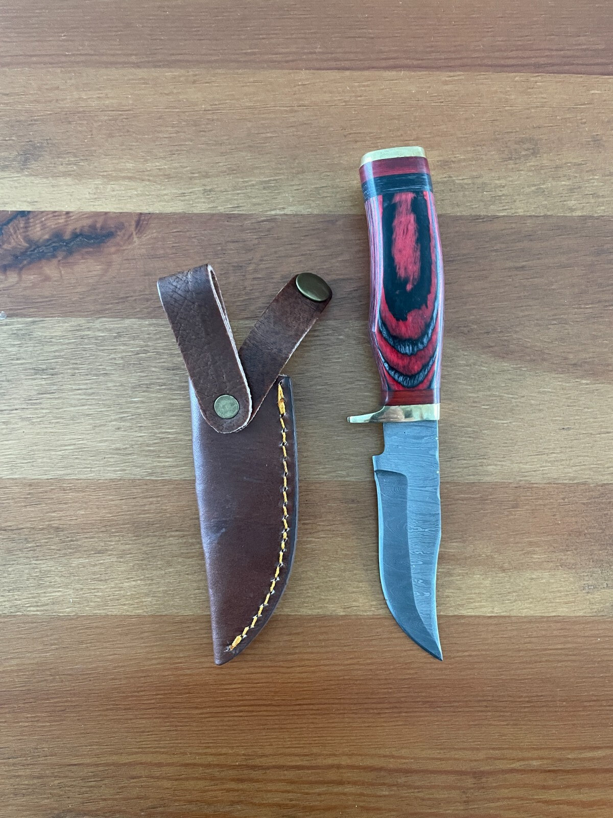 3.8 in. Handmade Damascus Steel Skinner Knife Leather Sheath Included