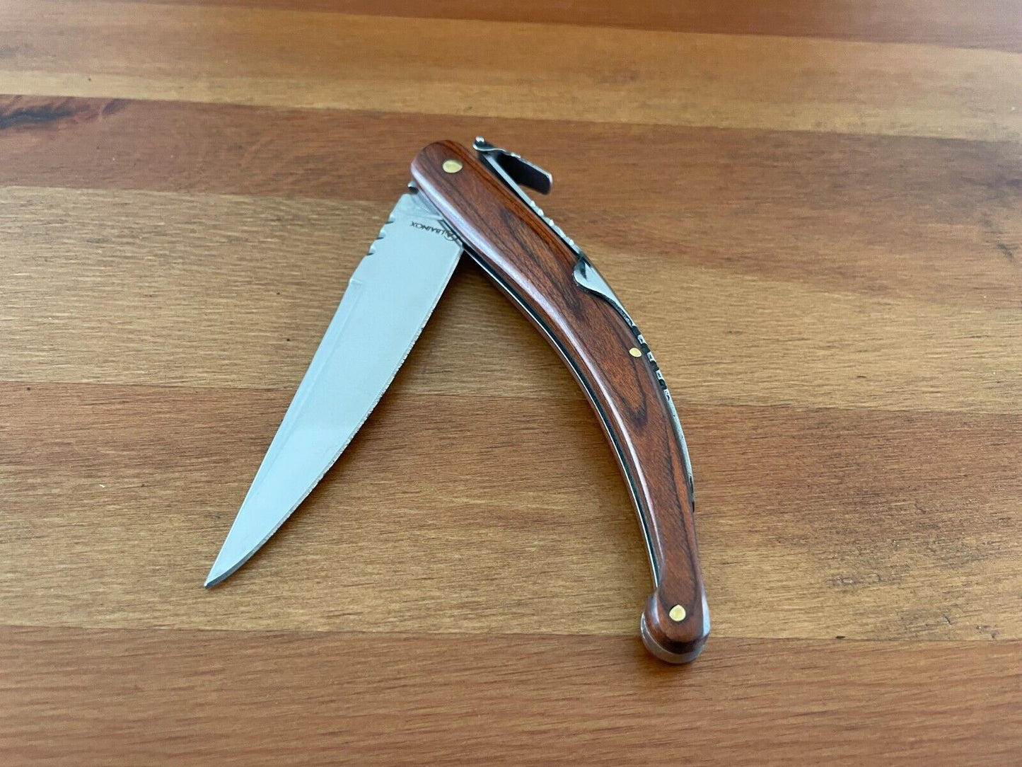 4.13 in. Spanish Navaja Folding Pocket Knife Red Stamina Wood Handle From Spain