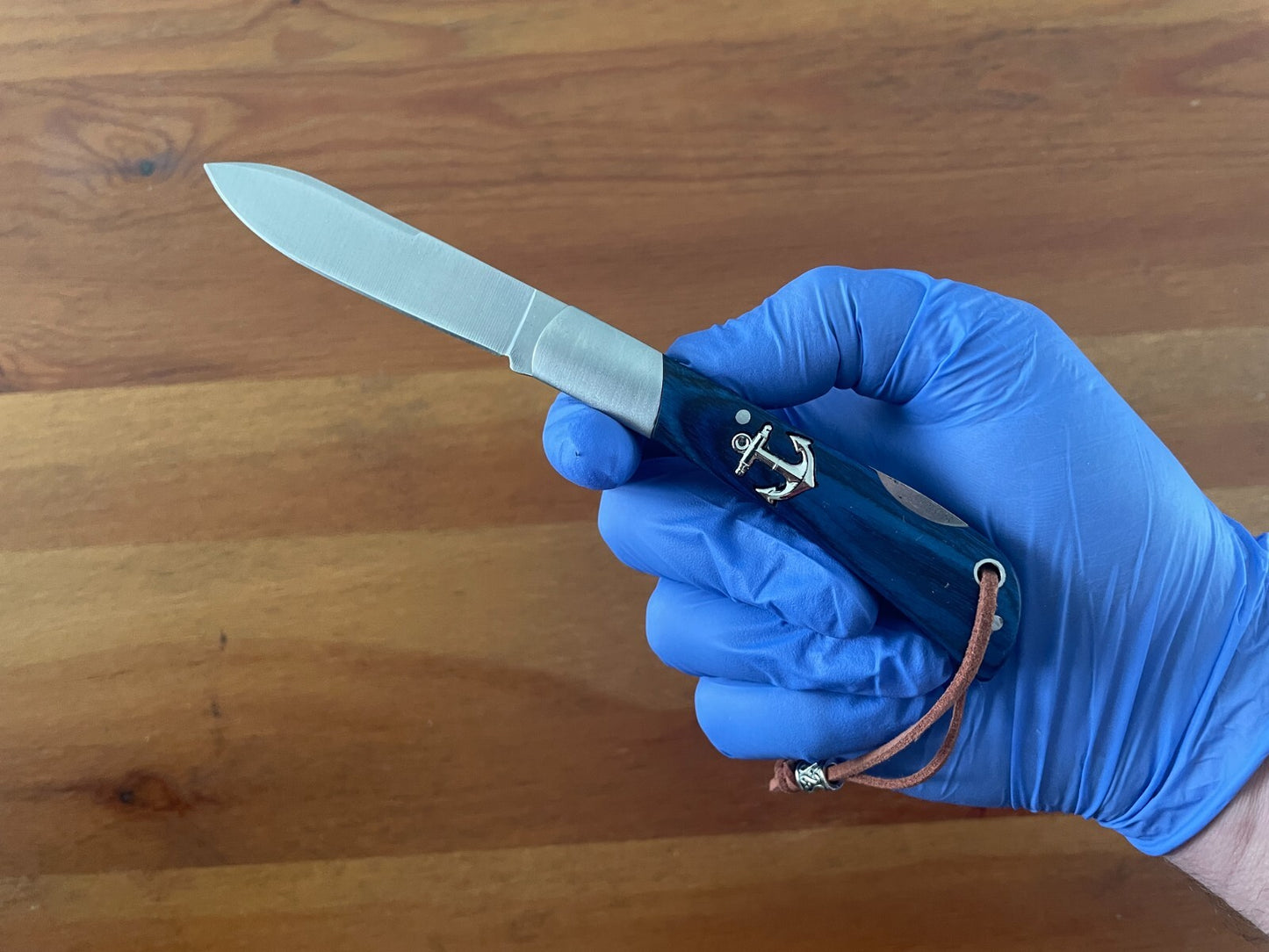 3.15" Steel Navaja Pocket Knife Sailor / Marinera Blue Stamina Wood Handle