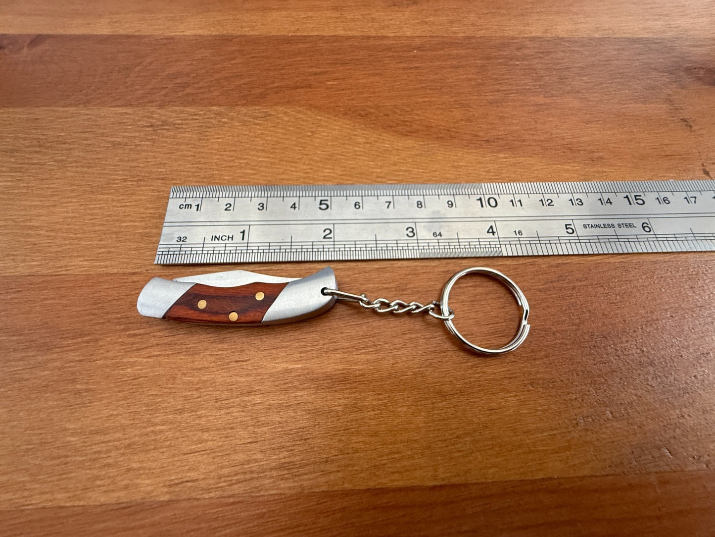 Keychain Mini Navaja 1.3" Stainless Steel Blade Slipjoint Wood Scales From Spain