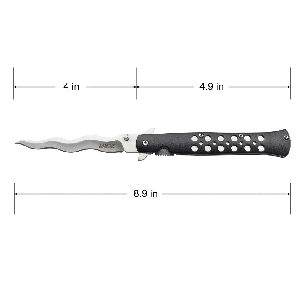 MTech 4" Steel Blade Spring Assisted Pocket Knife Anodized Aluminum Handle Black