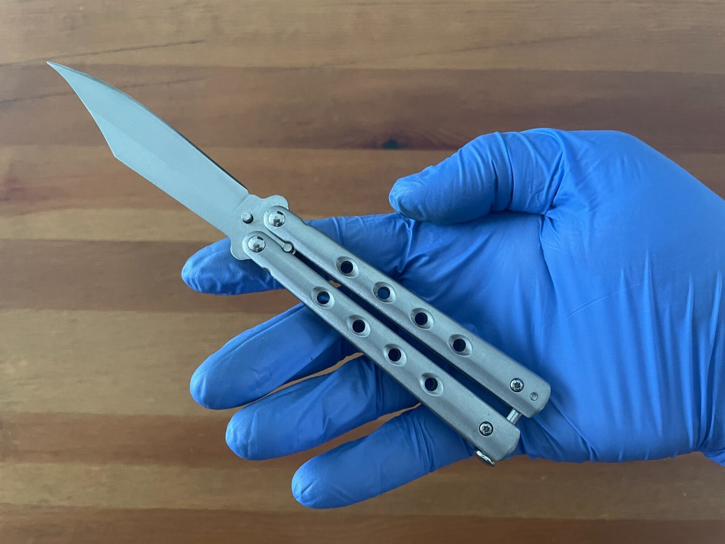 3.5" Stainless Steel Satin Blade Folding Pocket Knife Steel Handle with Holes