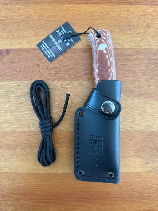 Joker Erizo TS1 3" Bohler N695 Steel Blade Fixed Knife Brown Canvas Micarta