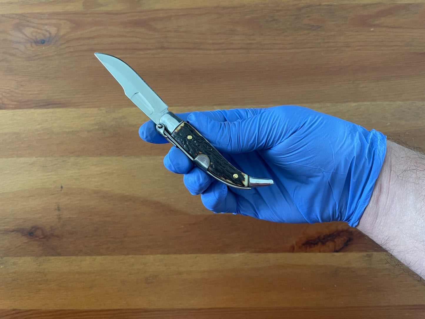 2.6" Stainless Spanish Navaja Teja Deer Antler Imitation Scales Billet Lock