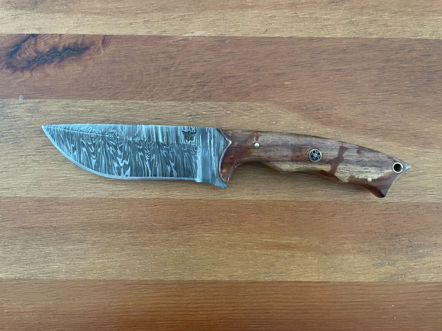 4.5 in. Handmade Damascus Steel Hunting Knife Leather Sheath Included
