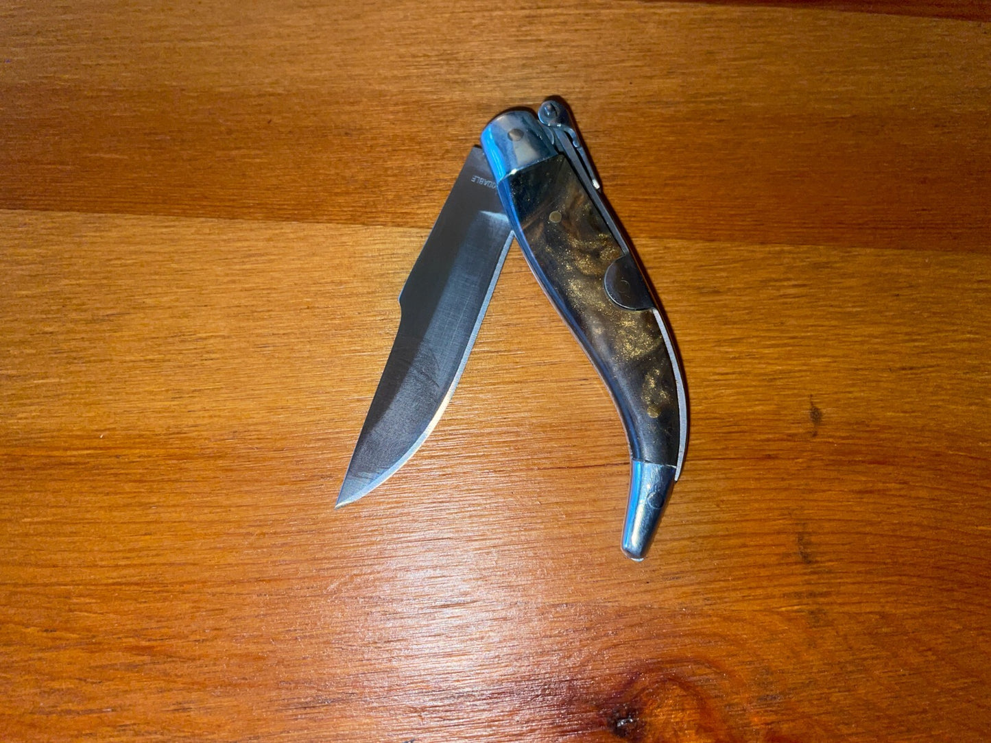 2.5” Spanish Navaja Teja Albacete Pocket Knife Brown Celluloid Scales From Spain