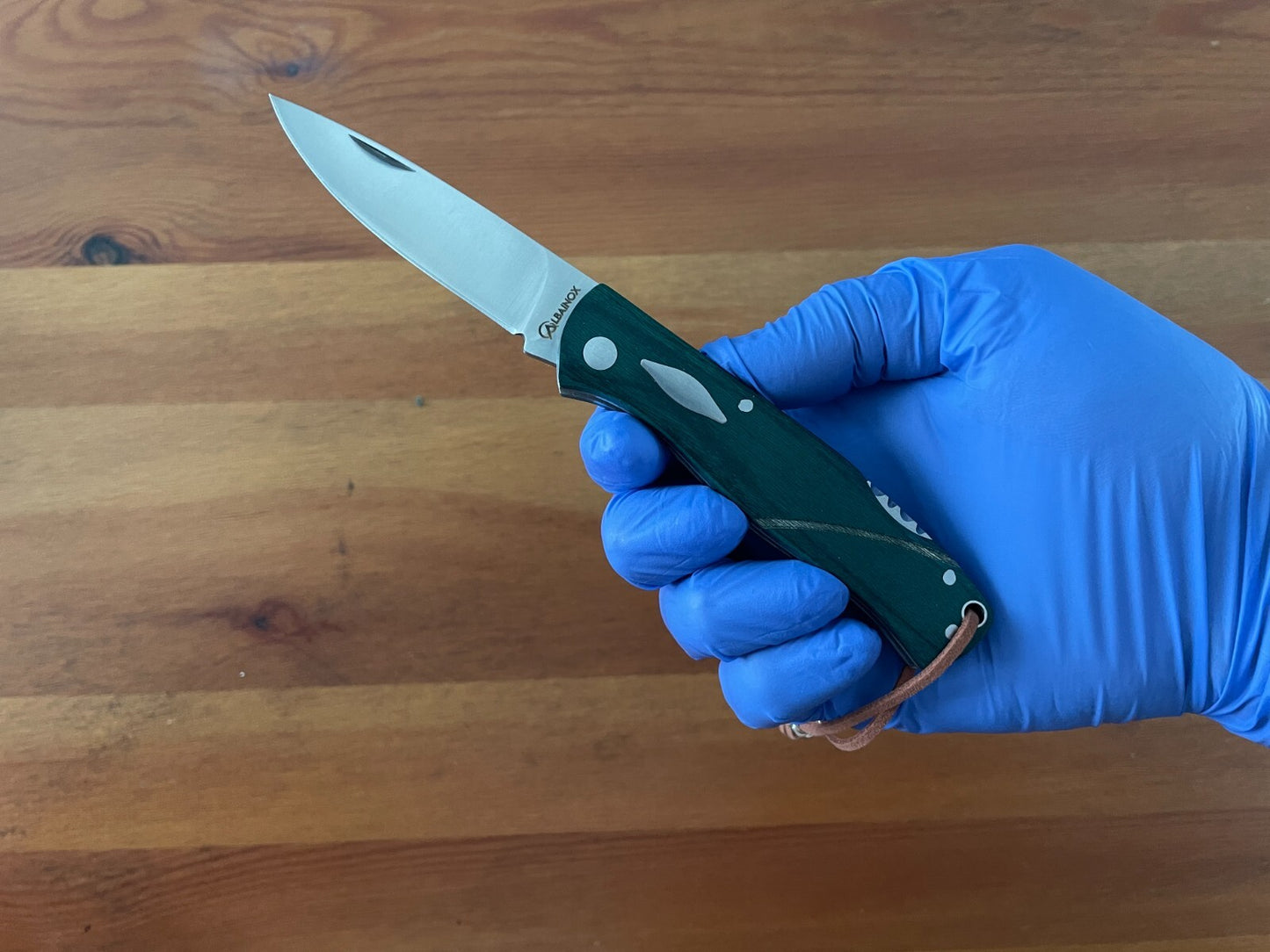 3.15" Stainless Steel Spanish Navaja Pocket Knife Green Stamina Wood Scales